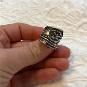 Sterling Good Luck Charm Spoon Ring Clover Wishbone Horseshoe Boot Broom